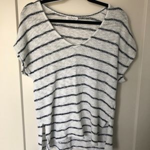 (Velvet by Graham & Spencer) White/Blue Stripe Tee